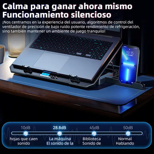 Cooler para Laptop con 6 Ventiladores – Ultra Enfriamiento y Soporte Ajustable