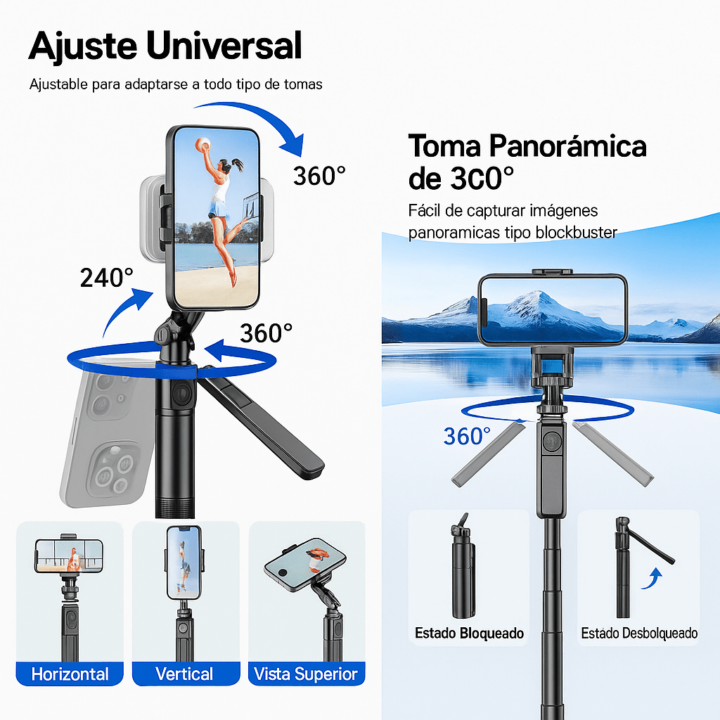 Trípode C17 - Inteligente 360° con Seguimiento Facial IA – Graba Sin Ayuda Como un Profesional - TEKNOLANT