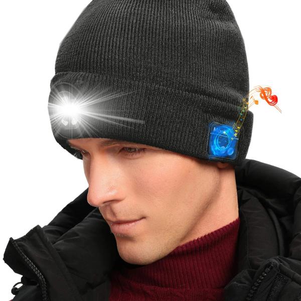 Gorro reproductor de música con linterna